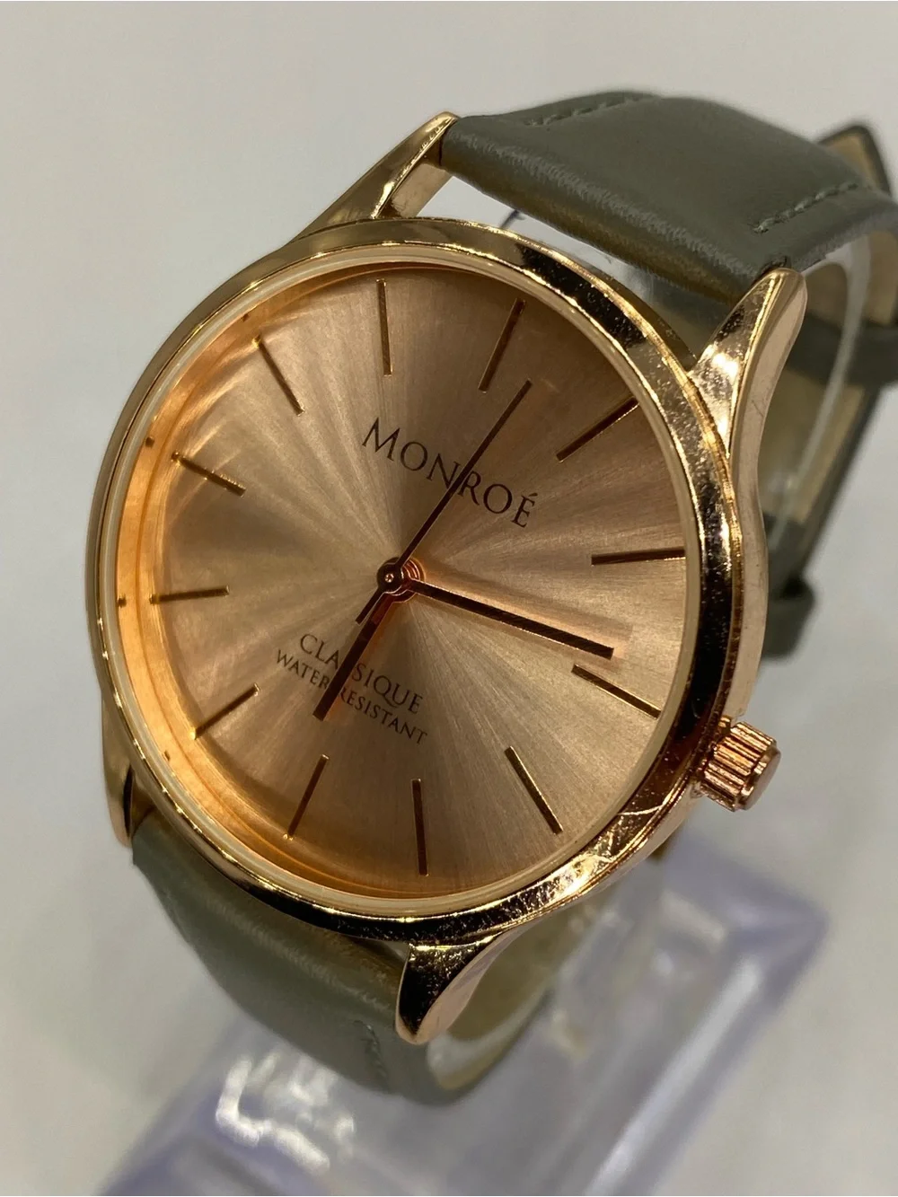 Men’s *** Monroe Classique Rose Gold Watch /  Olive Leather Strap ***